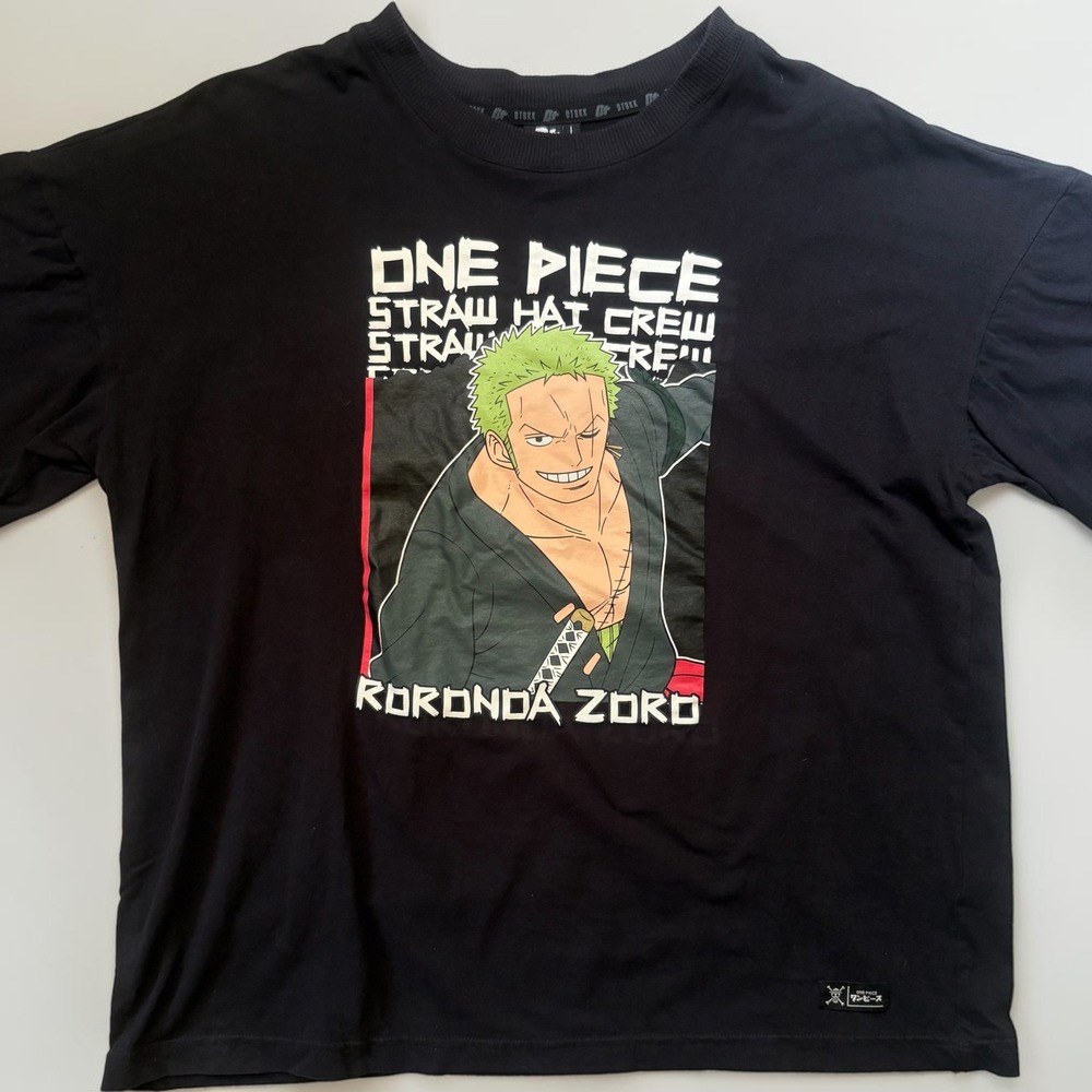 D+ One Piece Roronoa Zoro T-Shirt Large Black Anime Graphic Tee Short Sleeve